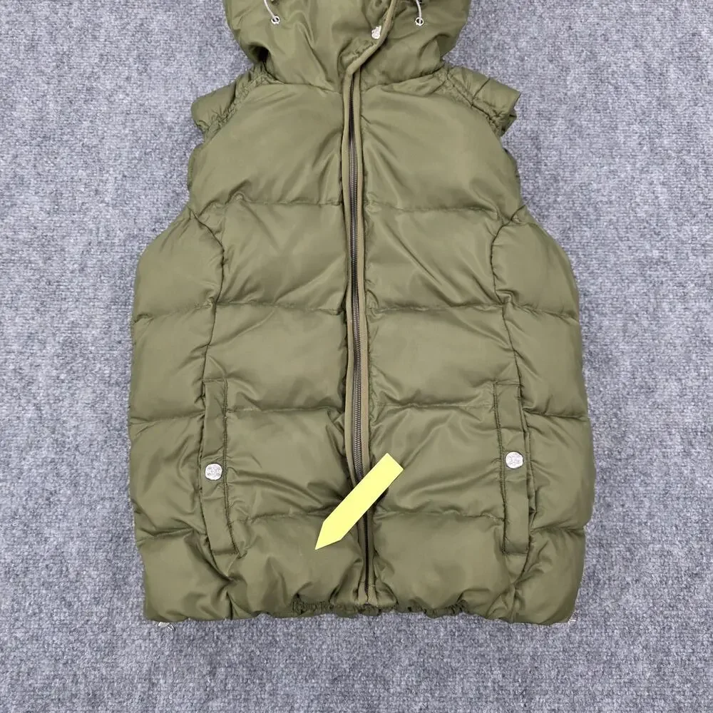 Eddie Bauer Vest Womens XS Green Hooded Goose Down 650 Fill Power Sherpa Lined